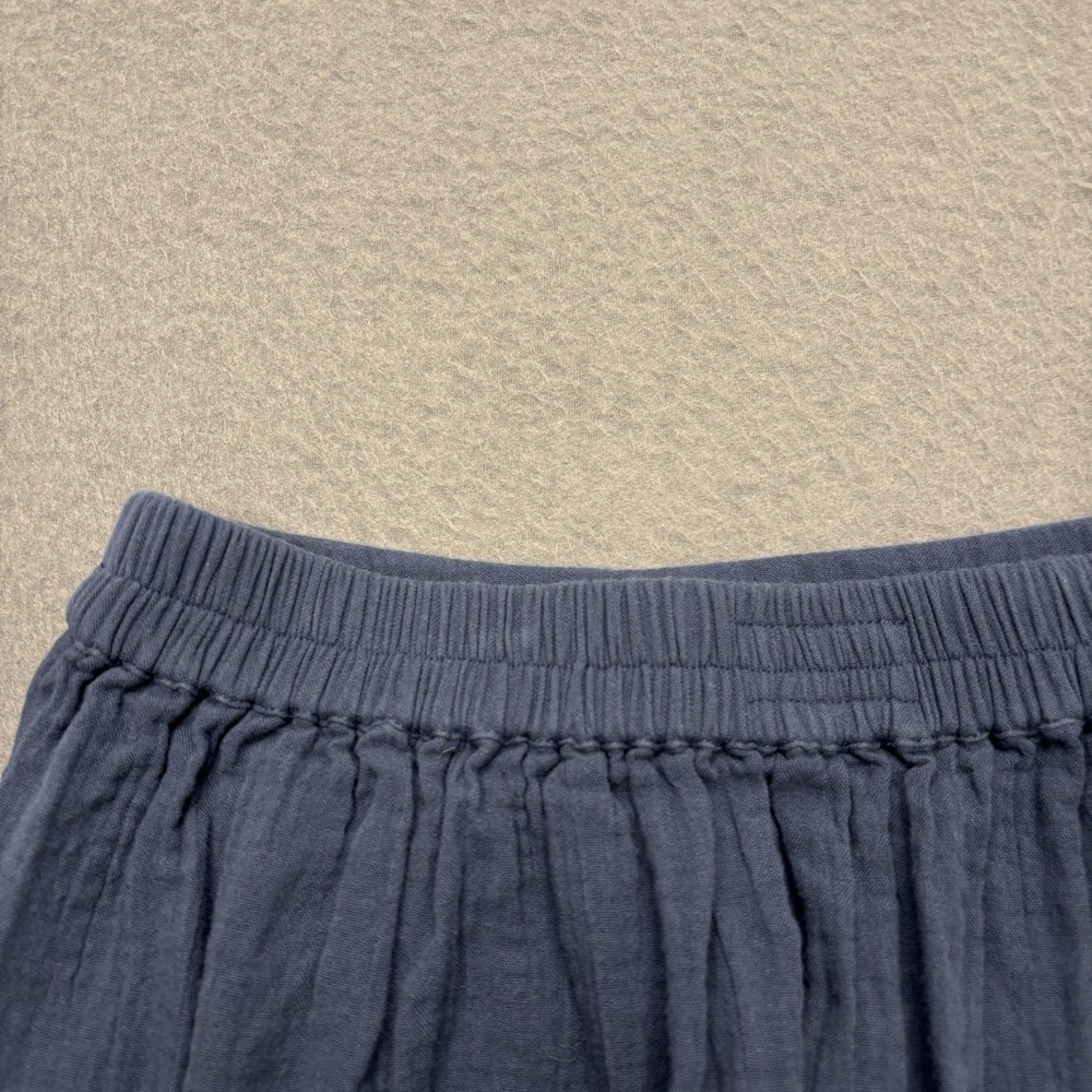 Pact Organic Cotton Gauze Tulip Faux Wrap Midi Skirt Navy Blue Size L Coastal - Picture 15 of 16